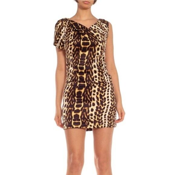 Vintage Just Cavalli Leopard Animal Print Silk Mini Dress - Picture 1 of 8
